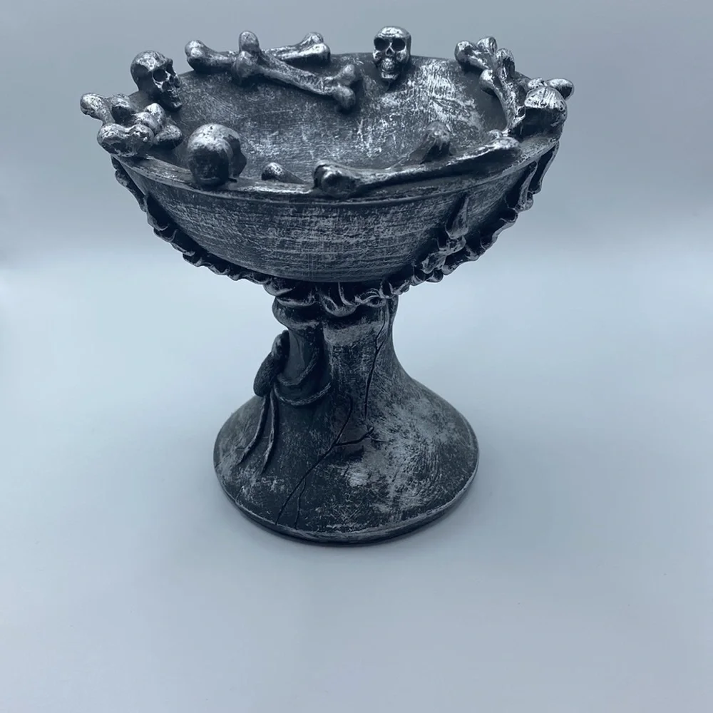 Halloween decorative skulls bones and spider chalice